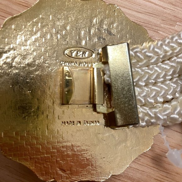 Vintage Yen China House Braided Rope Belt Metal Buckle Floral Butterflies L? main image 7